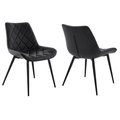 Armen Living Loralie Faux Leather & Metal Dining Chairs, Black - Set of 2 LCLRSIBLBL